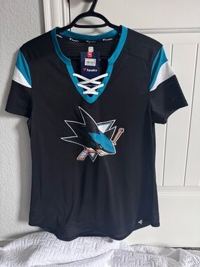 San Jose Sharks Jersey Shirt Fanatics NHL Womens Medium NWT